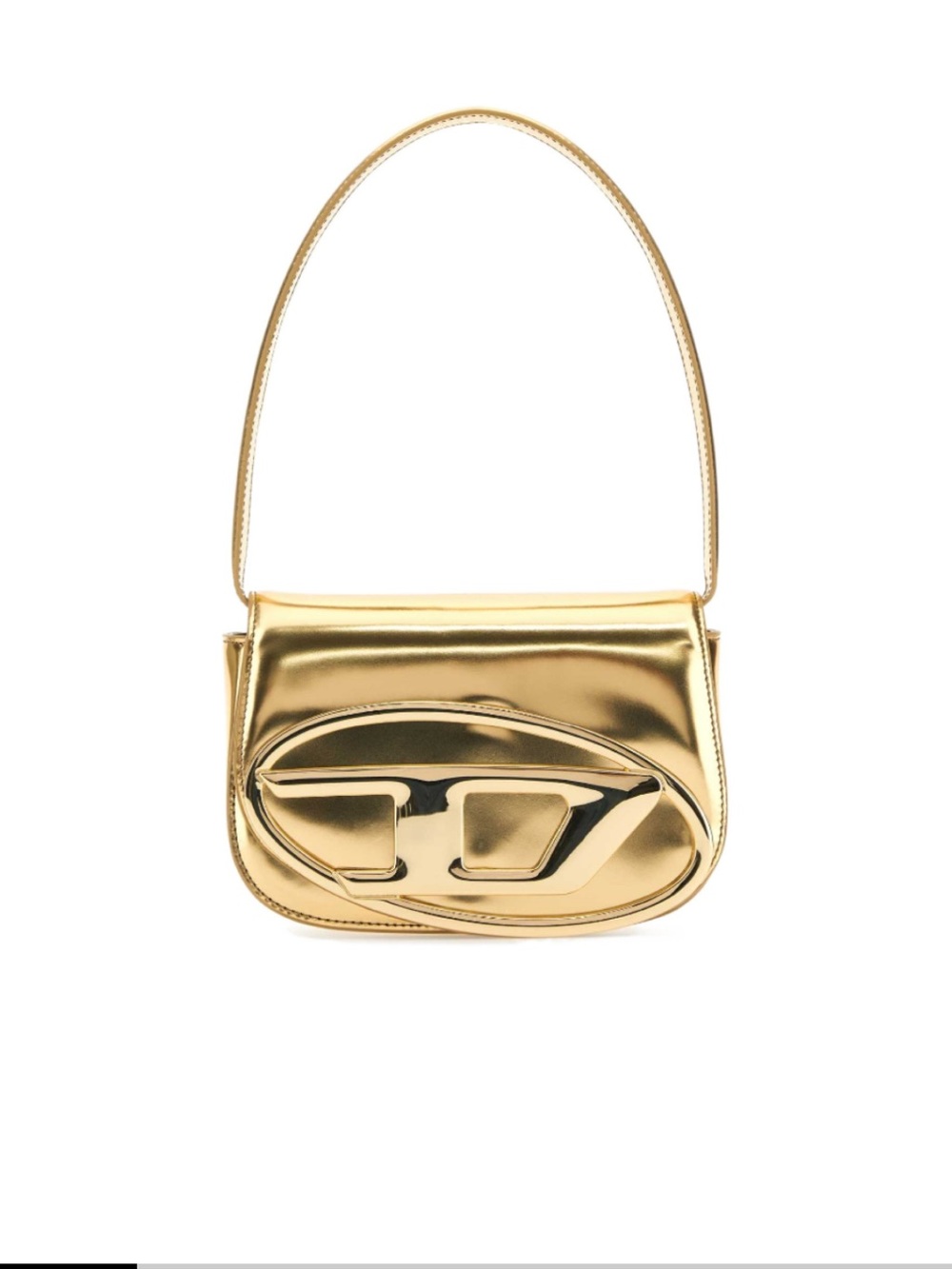 Diesel Metallic Gold Logo Shoulder Bag